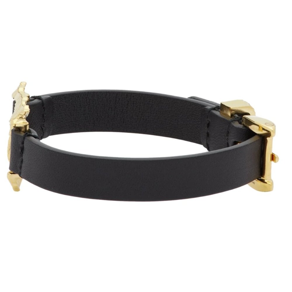 Gucci GG Textured Metal & Leather Bracelet Black NEW IN BOX - Picture 5 of 8